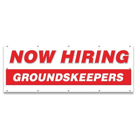 Signmission Now Hiring Groundskeepers Banner Apply Inside Accepting Application Single Sided B-120-30253